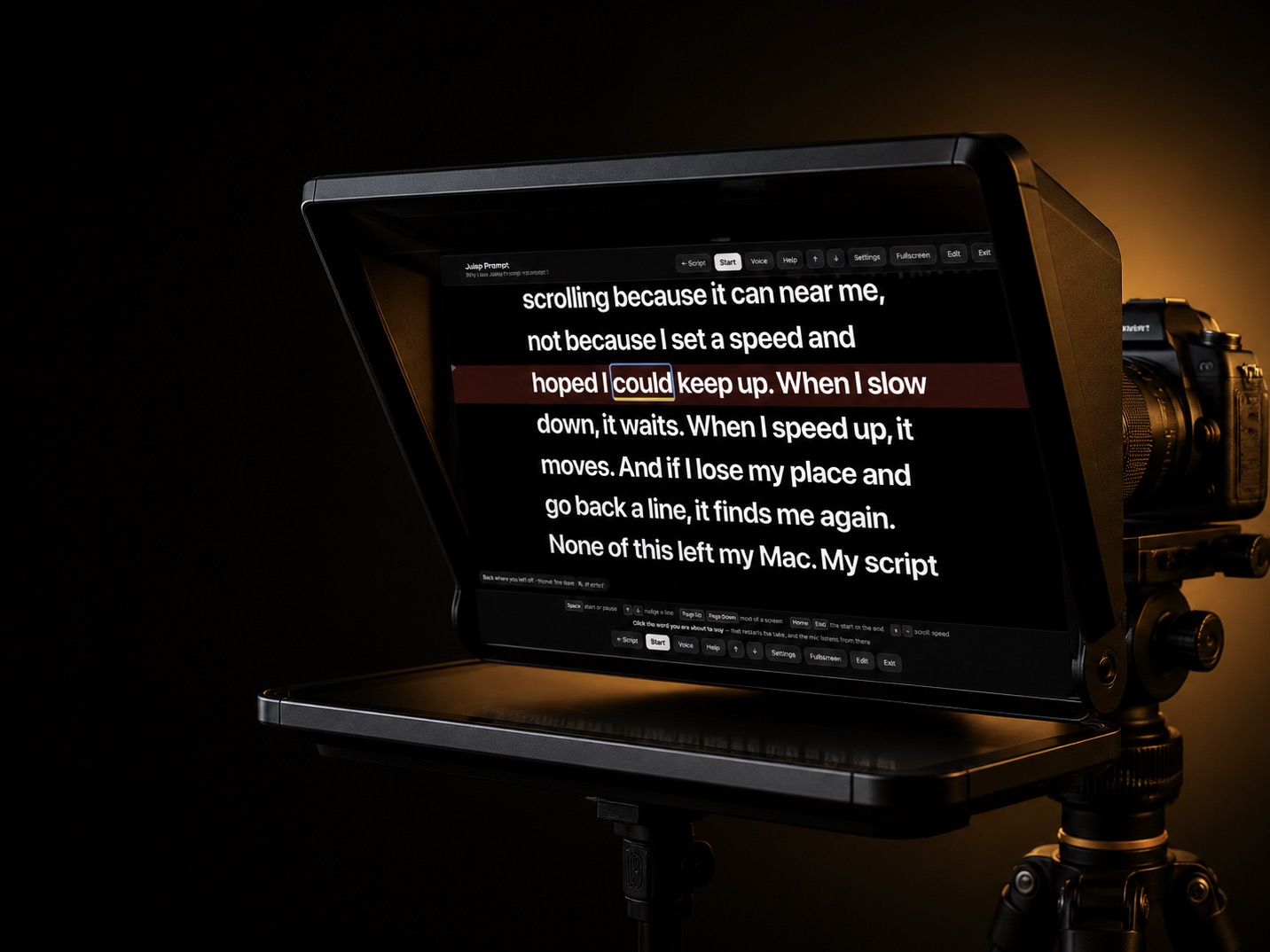 TalkOver teleprompter running on a Mac