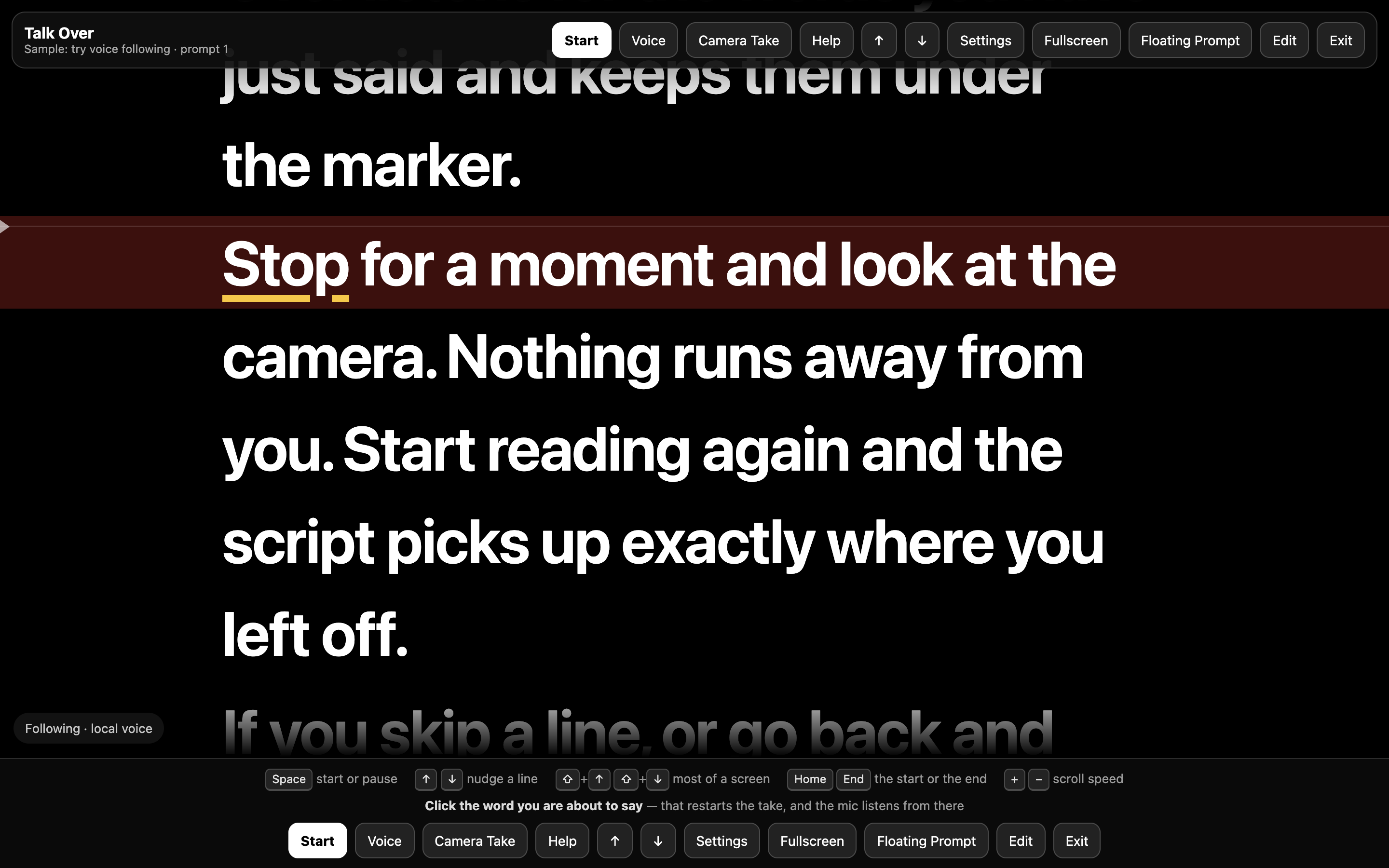TalkOver following a speaker's voice