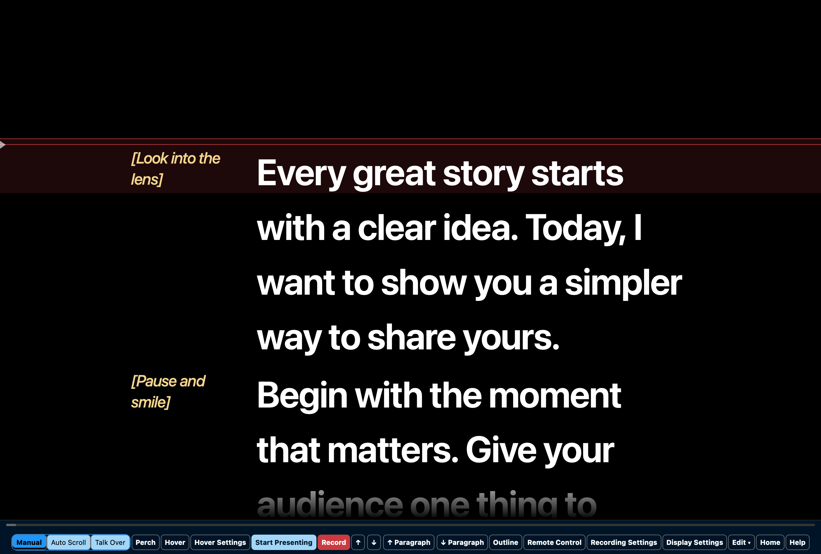 Stage directions appear beside spoken text in a separate left column.