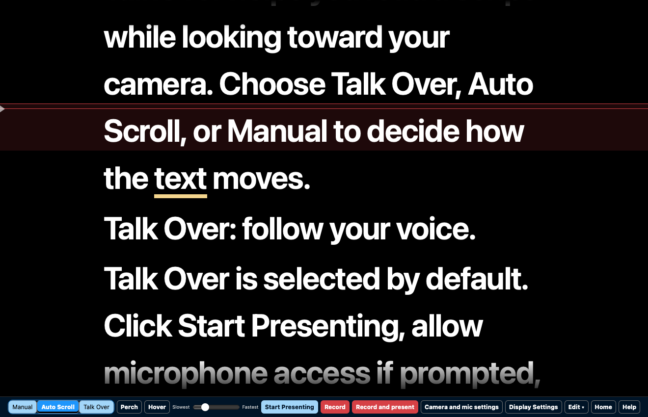 Auto Scroll with adjustable speed controls